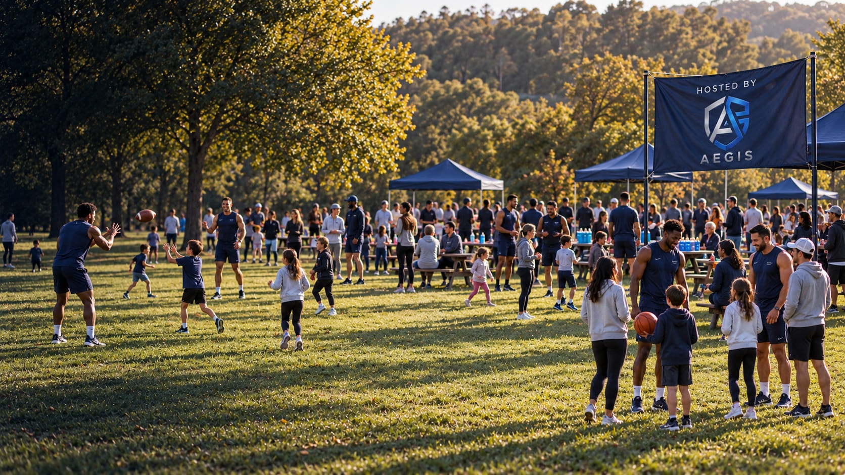 Families and athletes at a community day hosted by Aegis.